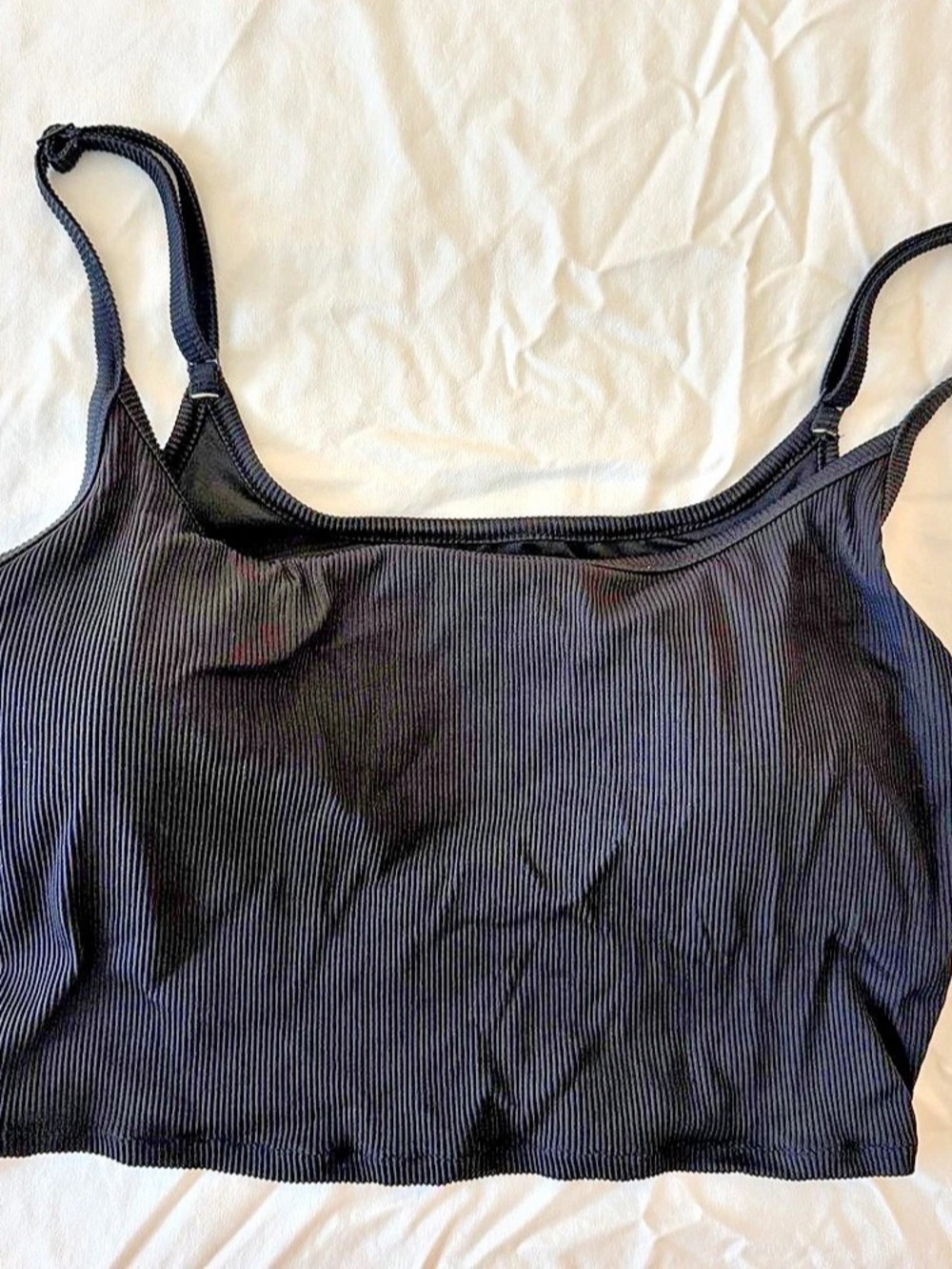 Aerie Scoop Ribbed Bikini Top Black XXL